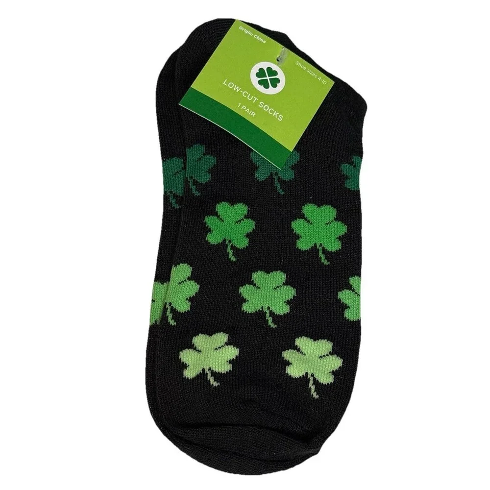 Set of 2 St Patrick’s Day Low Cut Gradient Shamrock Green Socks For Women NEW!